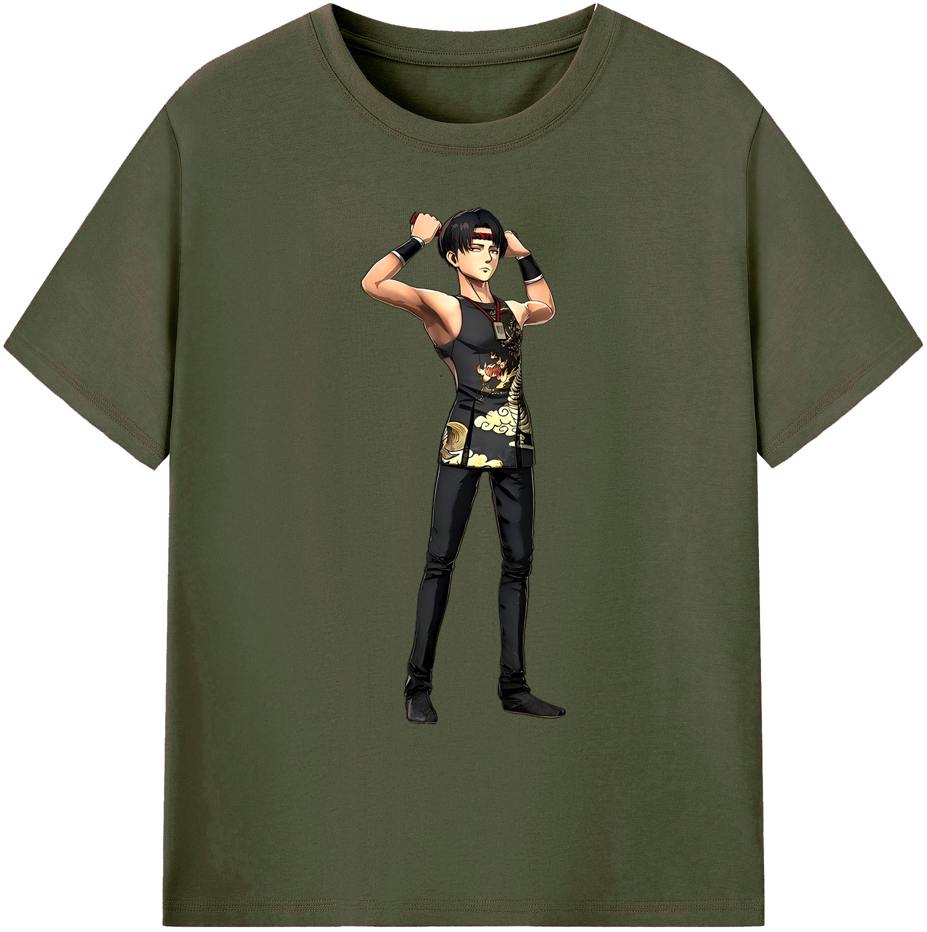 （画像用） 進撃の巨人 リヴァイ·アッカーマン Attack on Titan Levi Ackerman 綿100％ メンズ半袖Tシャツ｜肌触りやわらか＆通気性